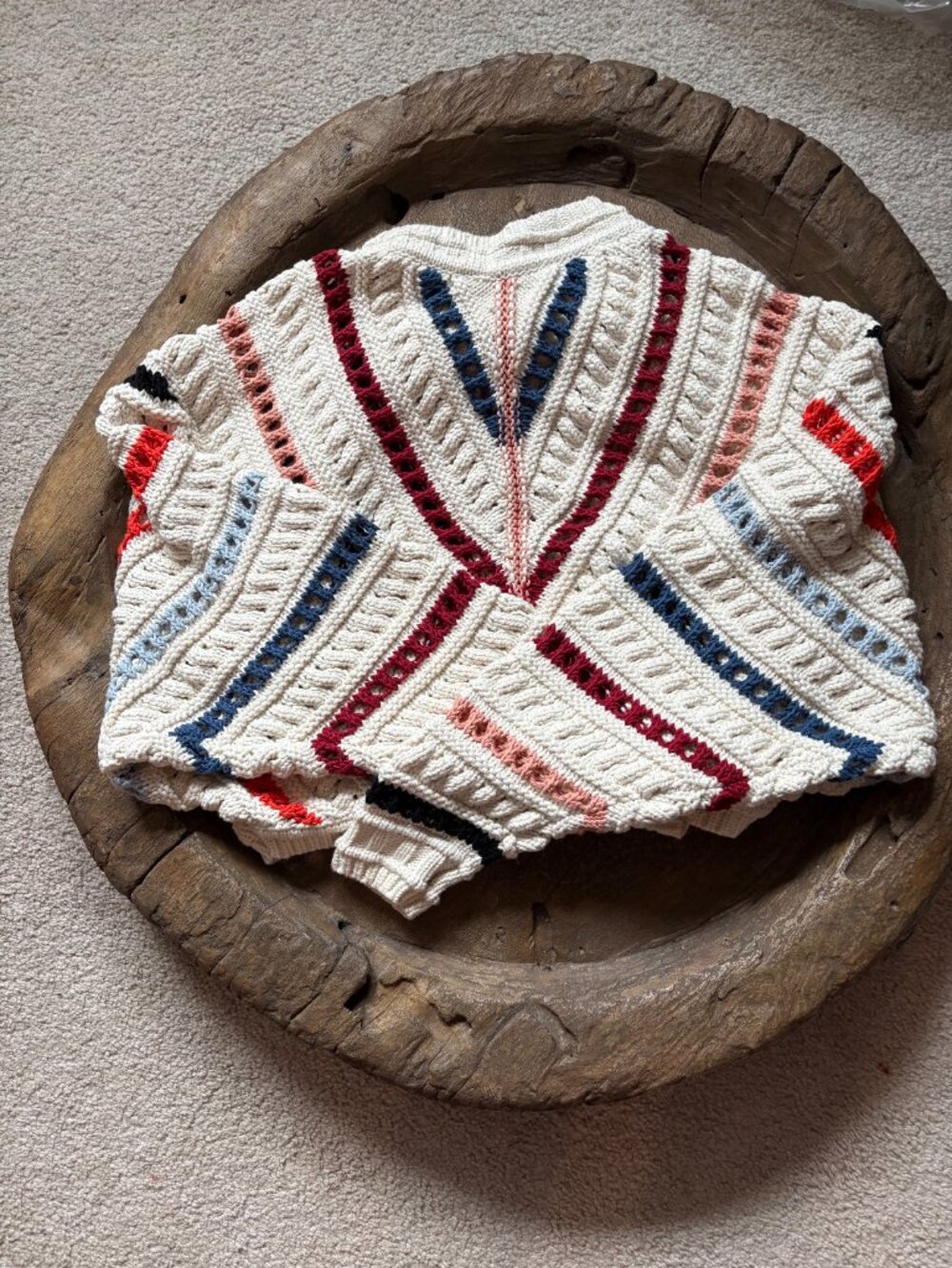 Ba&sh Gardy cropped chunky boho striped knit cotton women's sweater size small - Picture 2 of 6